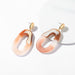 Wholesale Pink Geometric Oval Cutout Acrylic Patchwork Plate Earrings JDC-ES-Ruol007 Earrings 若龙 Picture color a6-3-1-7 Wholesale Jewelry JoyasDeChina Joyas De China