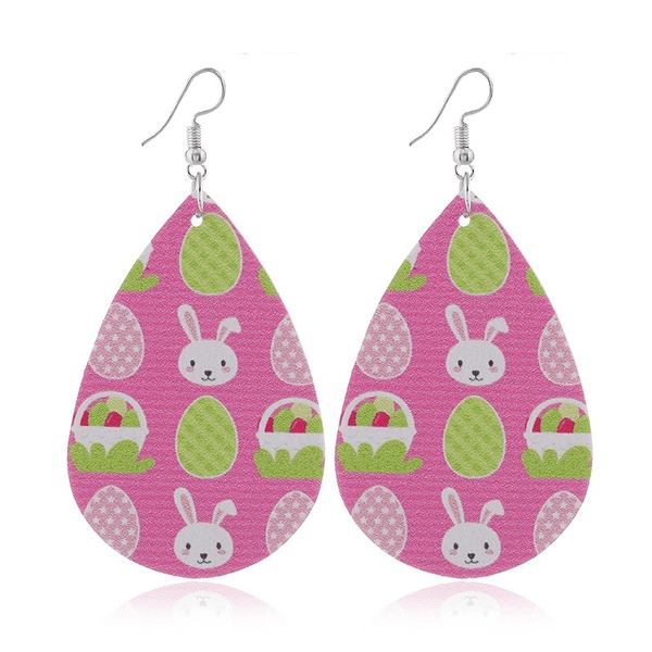 Wholesale pink pu leather earrings JDC-ES-ZL017 Earrings 钻拉 Wholesale Jewelry JoyasDeChina Joyas De China