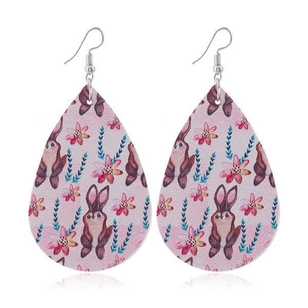 Wholesale pink pu leather earrings JDC-ES-ZL017 Earrings 钻拉 Wholesale Jewelry JoyasDeChina Joyas De China