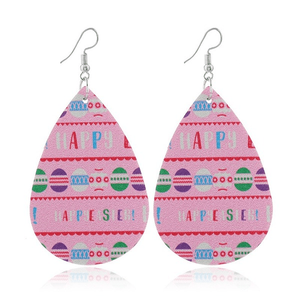 Wholesale pink pu leather earrings JDC-ES-ZL017 Earrings 钻拉 Wholesale Jewelry JoyasDeChina Joyas De China