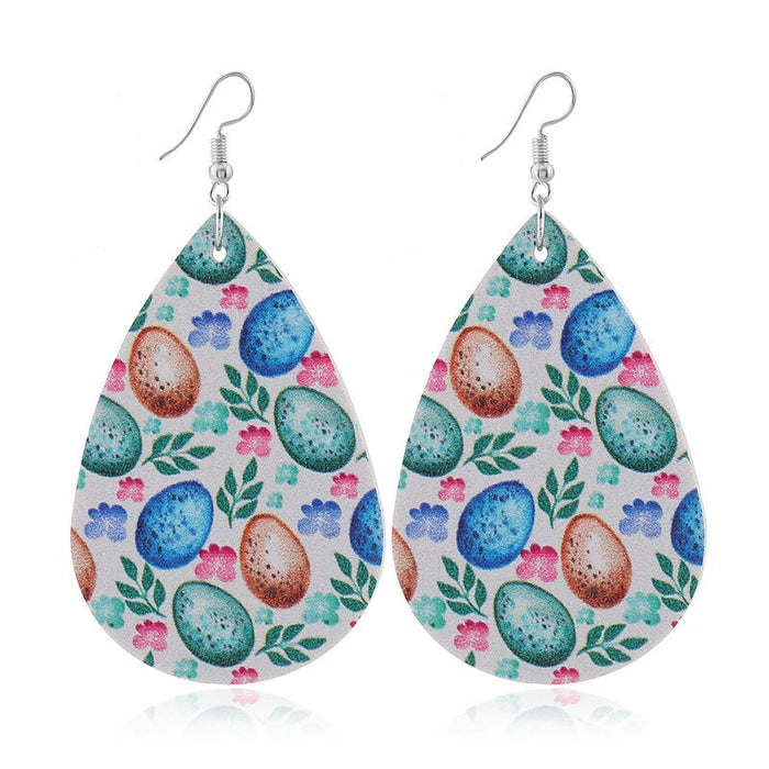 Wholesale pink pu leather earrings JDC-ES-ZL017 Earrings 钻拉 egg Wholesale Jewelry JoyasDeChina Joyas De China