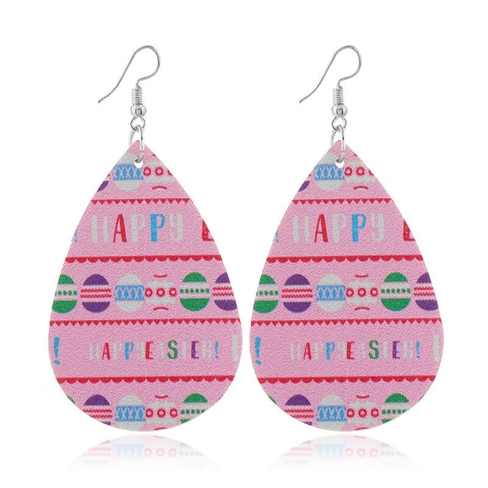 Wholesale pink pu leather earrings JDC-ES-ZL017 Earrings 钻拉 letter Wholesale Jewelry JoyasDeChina Joyas De China