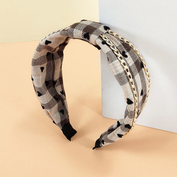 Wholesale Plaid Fabric Alloy Chain Headband (F)JDC-HD-O384 Headband 潮炫 Wholesale Jewelry JoyasDeChina Joyas De China