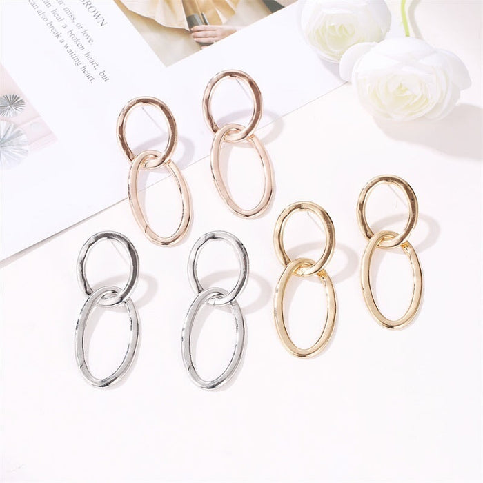 Wholesale Plating Alloy Oval Metal Earrings JDC-ES-D768 Earrings 晴雯 Wholesale Jewelry JoyasDeChina Joyas De China