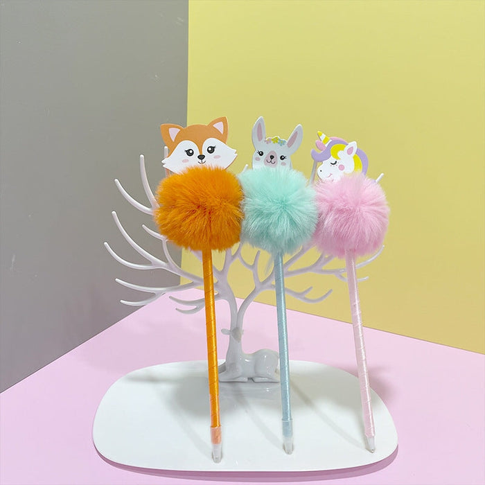 Wholesale Plush Ball Cartoon Learning Tools Gel Pen Plastic Ballpoint Pen JDC-BP-PRY004 Ballpoint pen 彭日耀 Wholesale Jewelry JoyasDeChina Joyas De China