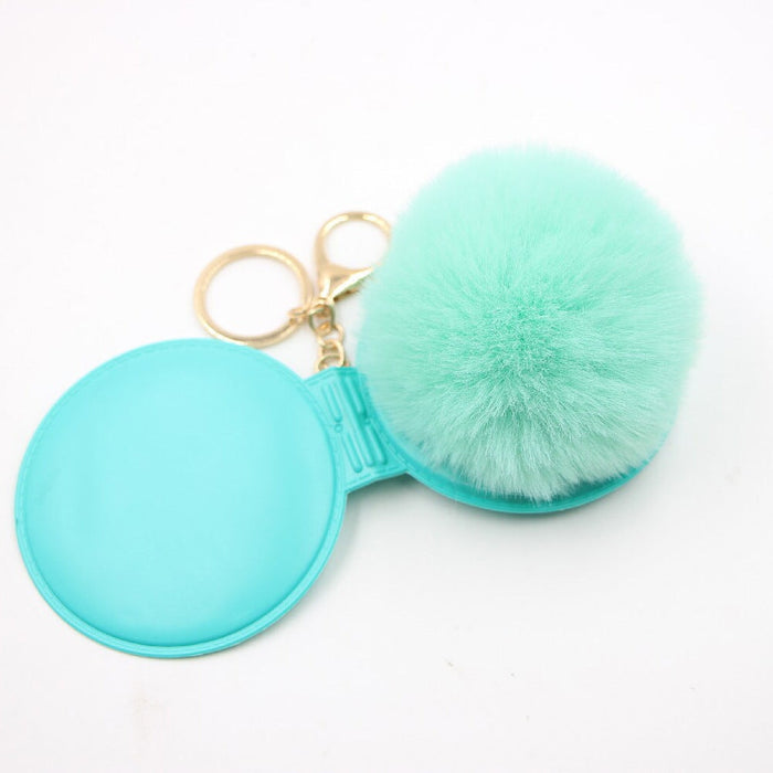 Wholesale Portable Mirror Hair Ball Pendant Alloy Imitation Hair Pom Pom Keychain JDC-KC-Zuge001 Keychains 祖格 Wholesale Jewelry JoyasDeChina Joyas De China