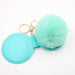 Wholesale Portable Mirror Hair Ball Pendant Alloy Imitation Hair Pom Pom Keychain JDC-KC-Zuge001 Keychains 祖格 Mint Green mirror keychain Wholesale Jewelry JoyasDeChina Joyas De China