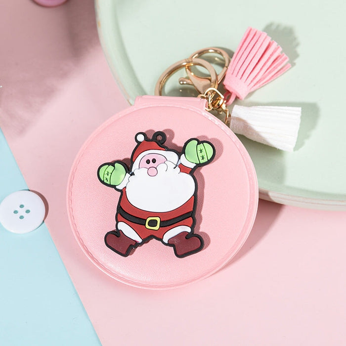 Wholesale PU Leather Small Mirror Snowman Christmas Tree Keychain MOQ≥2 JDC-KC-BenX004 Keychains 本勋 Wholesale Jewelry JoyasDeChina Joyas De China