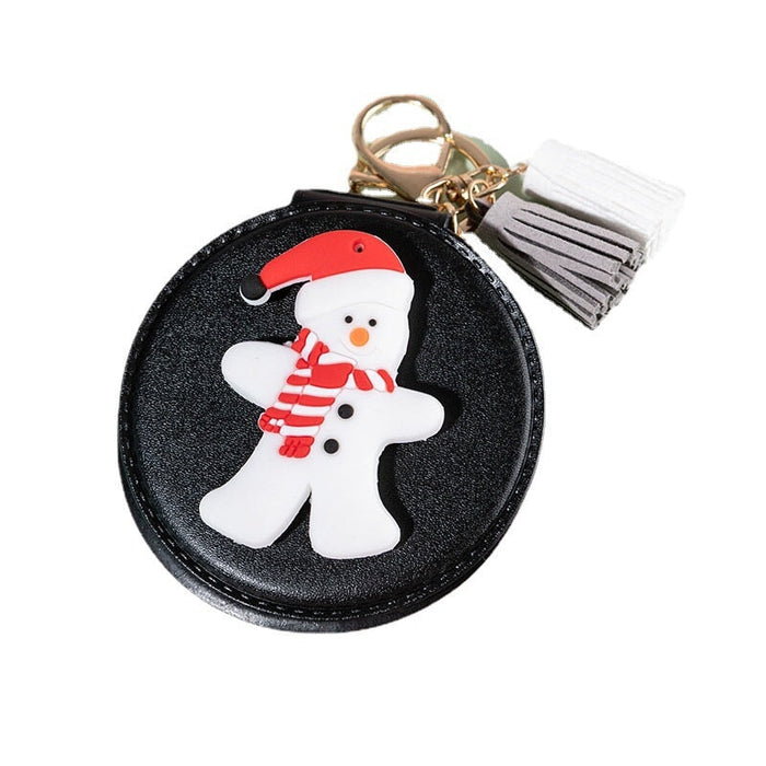 Wholesale PU Leather Small Mirror Snowman Christmas Tree Keychain MOQ≥2 JDC-KC-BenX004 Keychains 本勋 Wholesale Jewelry JoyasDeChina Joyas De China