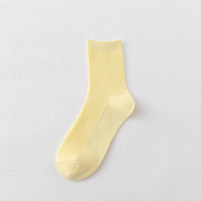 Wholesale purple combed cotton socks JDC-SK-Qihen013 Sock 圻恒 Light yellow Wholesale Jewelry JoyasDeChina Joyas De China