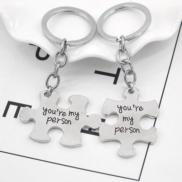 Wholesale Puzzle Alloy Couple Keychain JDC-KC-TianG008 Keychains 天高 Wholesale Jewelry JoyasDeChina Joyas De China