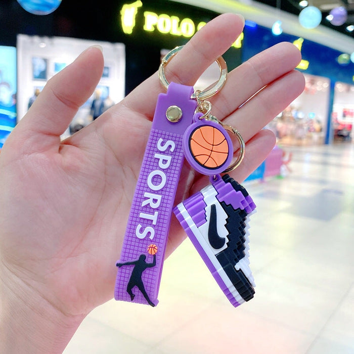 Wholesale PVC blue building blocks aj sneakers doll keychain (F)JDC-KC-Gongz027 Keychains 宫泽 B154-4 purple hook Single pack Wholesale Jewelry JoyasDeChina Joyas De China