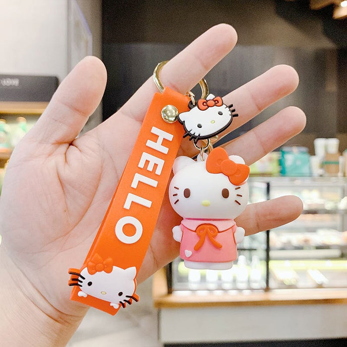 Wholesale pvc silicone doll doll kt cat key chain buckle （F）JDC-KC-Aolong005 Keychains 傲龙 Red rope bow kt cat Wholesale Jewelry JoyasDeChina Joyas De China