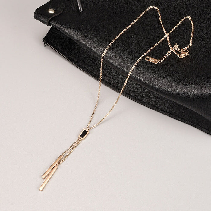 Wholesale Rectangular Tassel Stainless Steel Gold Plated Necklace JDC-NE-YS064 Necklaces 艺昇 Wholesale Jewelry JoyasDeChina Joyas De China