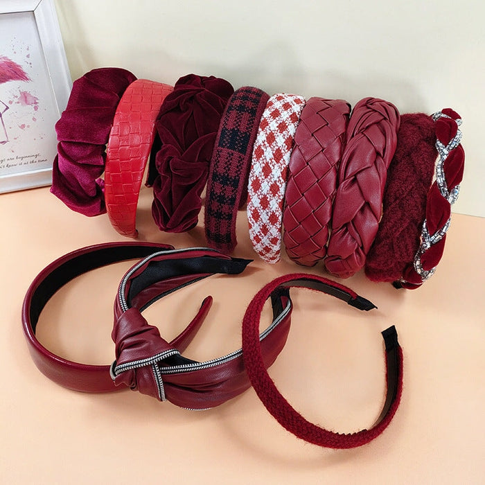 Wholesale red leather fabric headband JDC-HD-O382 Headband 潮炫 Wholesale Jewelry JoyasDeChina Joyas De China