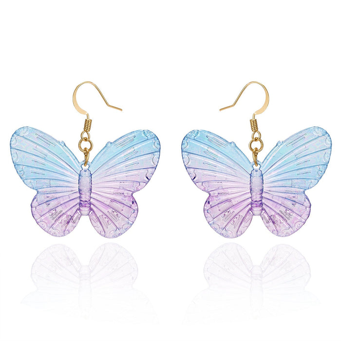 Wholesale Resin Butterfly Ear Hooks JDC-ES-GM007 Earrings 冈麦 Blue pink ER21Y0710-2 Wholesale Jewelry JoyasDeChina Joyas De China