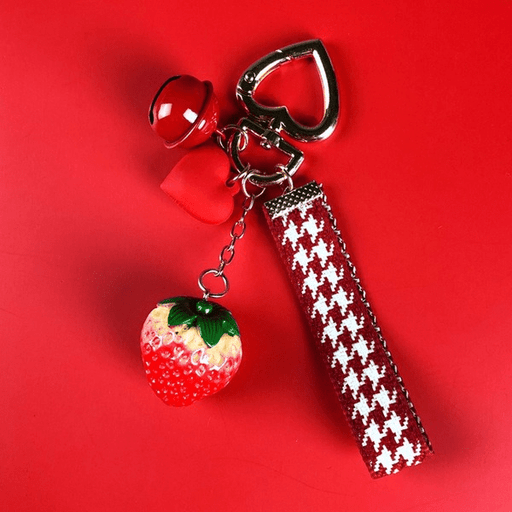 Wholesale Resin Red Strawberry Bell Keychain JDC-KC-Gongz026 Keychains 宫泽 Wholesale Jewelry JoyasDeChina Joyas De China