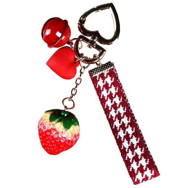 Wholesale Resin Red Strawberry Bell Keychain JDC-KC-Gongz026 Keychains 宫泽 Wholesale Jewelry JoyasDeChina Joyas De China