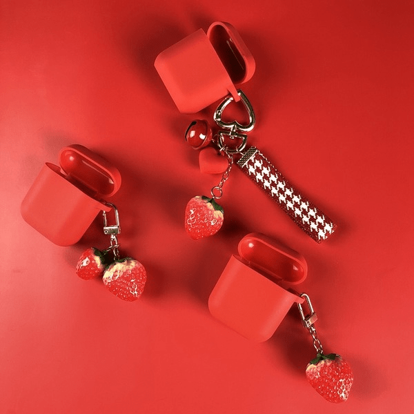 Wholesale Resin Red Strawberry Bell Keychain JDC-KC-Gongz026 Keychains 宫泽 Wholesale Jewelry JoyasDeChina Joyas De China