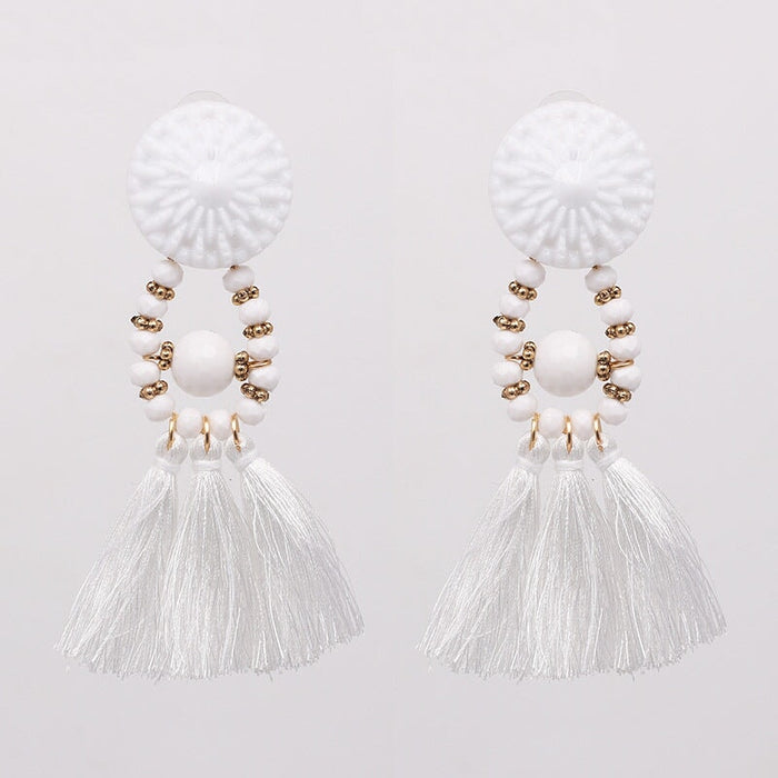 Wholesale resin tassel earrings JDC-ES-LIUM023 Earrings 榴芒 white Wholesale Jewelry JoyasDeChina Joyas De China