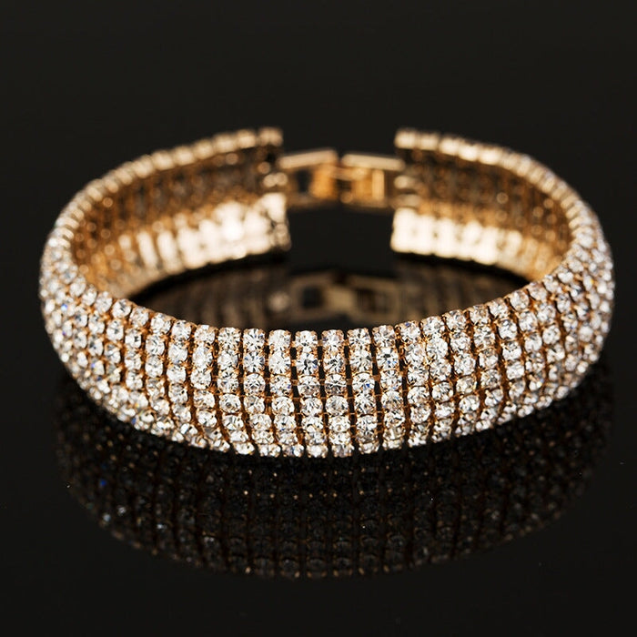 Wholesale rhinestone crystal gold bracelet JDC-BT-ZHONGW004 Bracelet 众薇 Golden Wholesale Jewelry JoyasDeChina Joyas De China