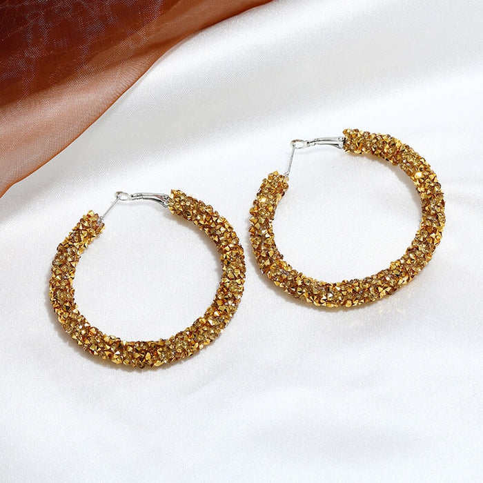 Wholesale Rhinestone Hoop Alloy Earrings JDC-ES-Duoh008 Earrings 朵涵 yellow Wholesale Jewelry JoyasDeChina Joyas De China