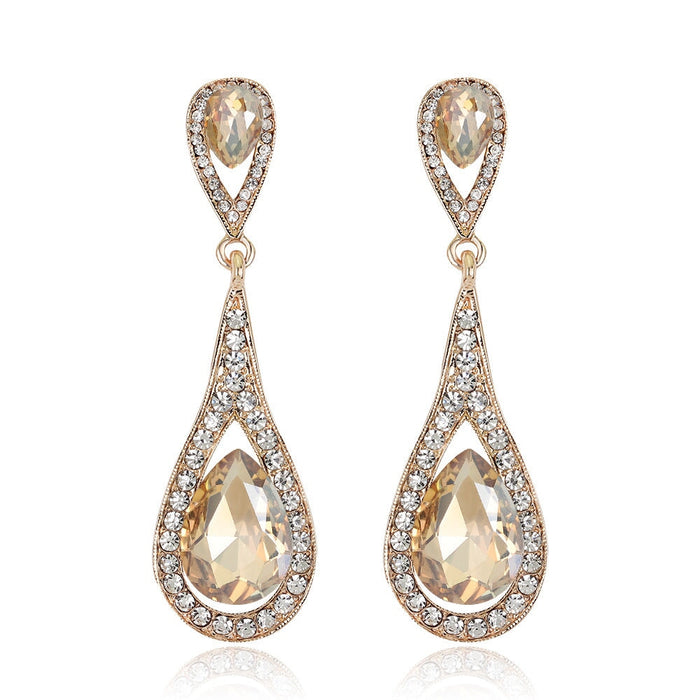 Wholesale rhinestone long alloy earrings JDC-ES-GSDB016 Earrings 丹比华比 gold Wholesale Jewelry JoyasDeChina Joyas De China