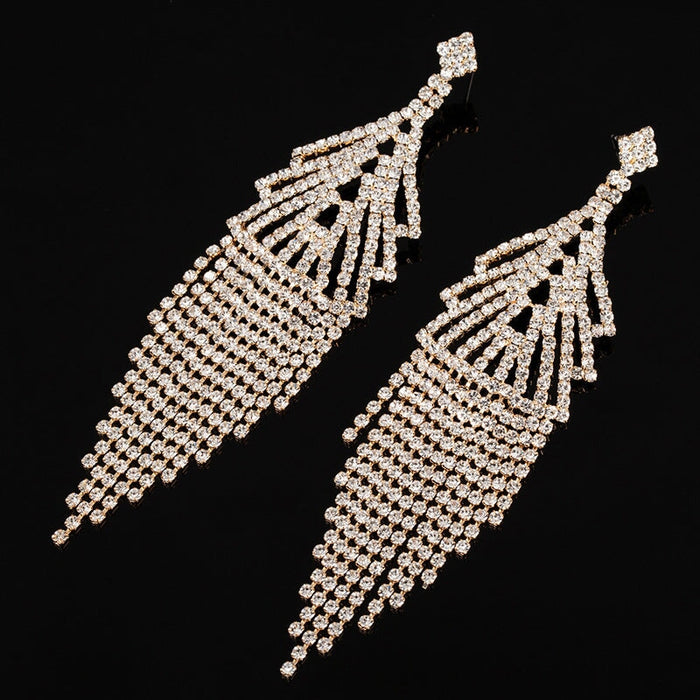 Wholesale Rhinestone Metal Tassel Earrings JDC-ES-ZHONGW023 Earrings 众薇 Wholesale Jewelry JoyasDeChina Joyas De China