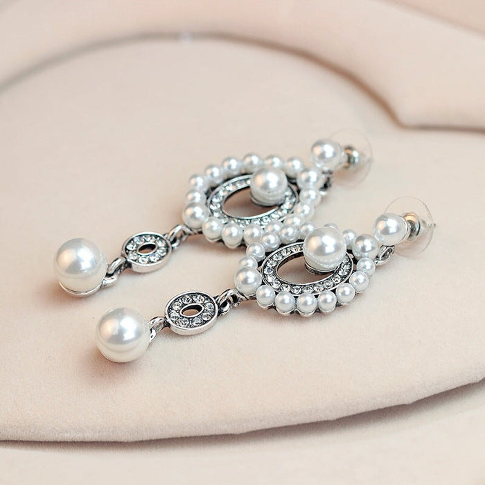 Wholesale rhinestone pearl alloy earrings JDC-ES-GSDB017 Earrings 丹比华比 Wholesale Jewelry JoyasDeChina Joyas De China