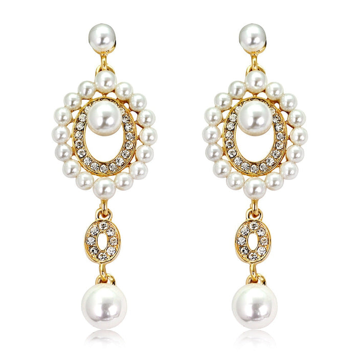 Wholesale rhinestone pearl alloy earrings JDC-ES-GSDB017 Earrings 丹比华比 Wholesale Jewelry JoyasDeChina Joyas De China