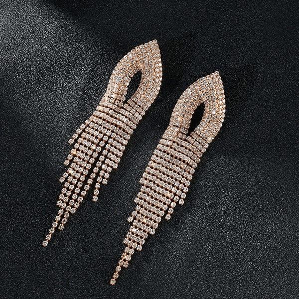 Wholesale Rhinestone Silver Nightclub Bar Fringe Earrings JDC-ES-ZHONGW019 Earrings 众薇 Wholesale Jewelry JoyasDeChina Joyas De China