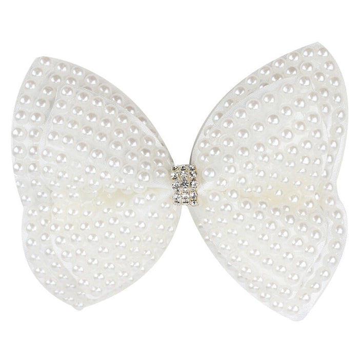 Wholesale Rib Fabric Rhinestone Pearl Bow Kids Hair Clip JDC-HC-Danzuo021 Hair Clips 丹左 1 Wholesale Jewelry JoyasDeChina Joyas De China