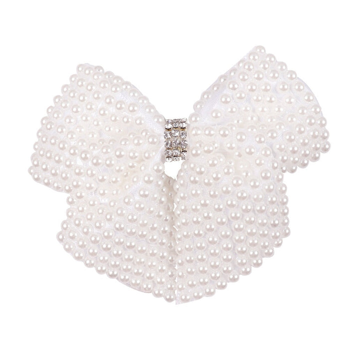 Wholesale Rib Fabric Rhinestone Pearl Bow Kids Hair Clip JDC-HC-Danzuo021 Hair Clips 丹左 2 Wholesale Jewelry JoyasDeChina Joyas De China