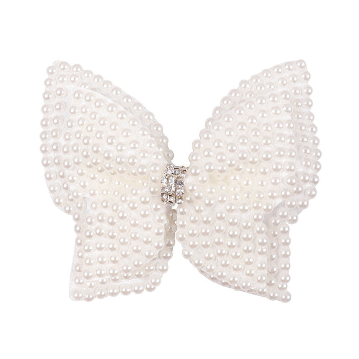 Wholesale Rib Fabric Rhinestone Pearl Bow Kids Hair Clip JDC-HC-Danzuo021 Hair Clips 丹左 4 Wholesale Jewelry JoyasDeChina Joyas De China