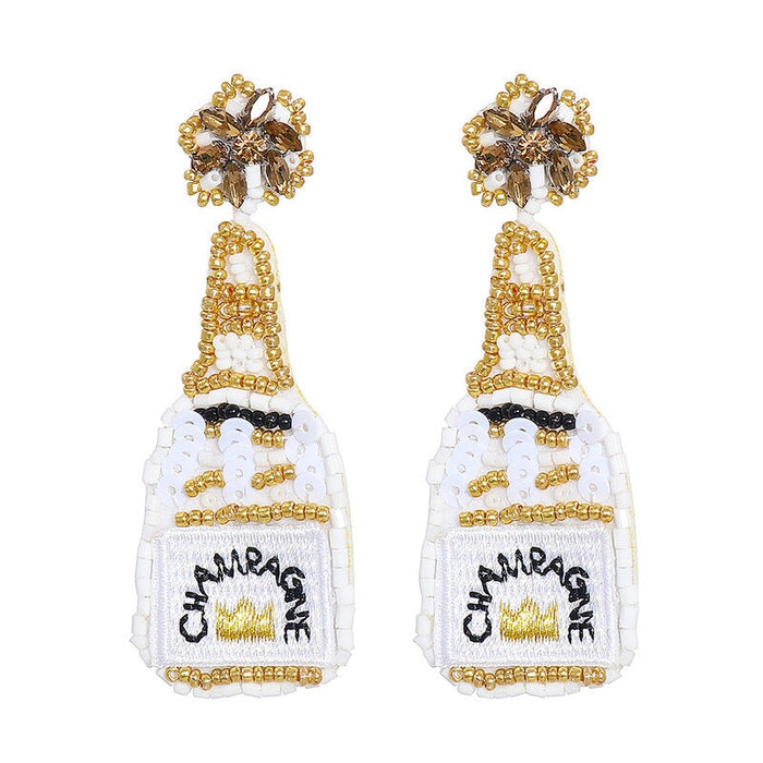 Wholesale Rice Beads Wine Bottle Shape Earrings JDC-ES-LIUM002 Earrings 榴芒 55685-WH Wholesale Jewelry JoyasDeChina Joyas De China