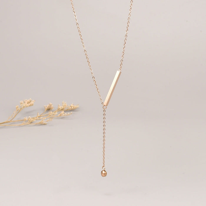 Wholesale Rose Gold Mini Single Diamond Stick Stainless Steel Gold Plated Necklace JDC-NE-YS066 Necklaces 艺昇 Wholesale Jewelry JoyasDeChina Joyas De China