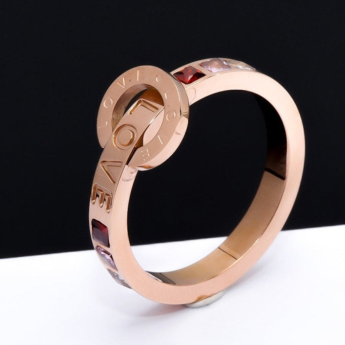 Wholesale rose gold stainless steel open ring rose JDC-RS-Aiqs001 Rings CADDCENG/卡帝臣实力 love 6 Wholesale Jewelry JoyasDeChina Joyas De China