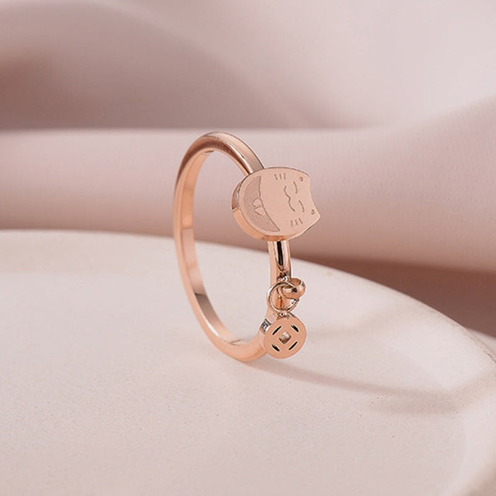 Wholesale rose gold stainless steel open ring rose JDC-RS-Aiqs001 Rings CADDCENG/卡帝臣实力 M 6 Wholesale Jewelry JoyasDeChina Joyas De China