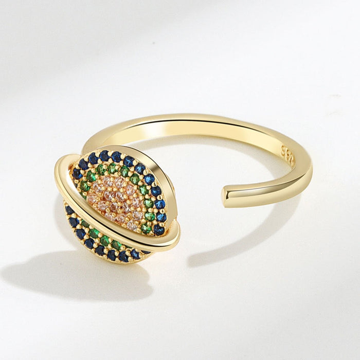 Wholesale Rotating Fancy Colored Rhinestone Electroplated Copper Ring JDC-RS-YZM083 Rings 伊之美 gold adjustable Wholesale Jewelry JoyasDeChina Joyas De China