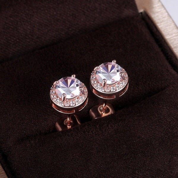 Wholesale Round Alloy Zircon Earrings JDC-ES-Beid001 Rings 贝迪 Round rose gold Wholesale Jewelry JoyasDeChina Joyas De China