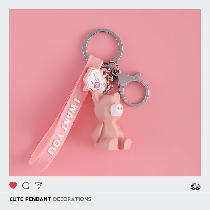 Wholesale Rubber pink pig Keychain （F）JDC-KC-Gongz007 Keychains 宫泽 Wholesale Jewelry JoyasDeChina Joyas De China