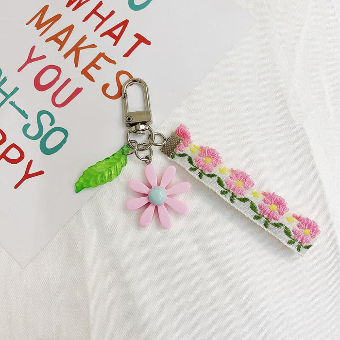 Wholesale Rubber Yellow Keychain （F）JDC-KC-Gongz006 Keychains 宫泽 Pink - (leaf flower) Independent opp dress Wholesale Jewelry JoyasDeChina Joyas De China