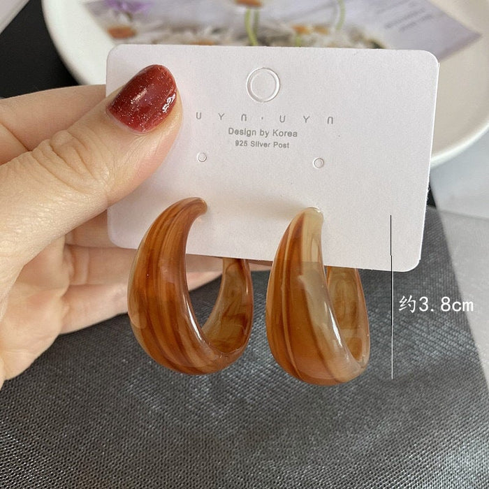 Wholesale S925 Silver Needle Acrylic C Shape Resin Earrings JDC-ES-ZhanY020 Earrings 展言 Wholesale Jewelry JoyasDeChina Joyas De China