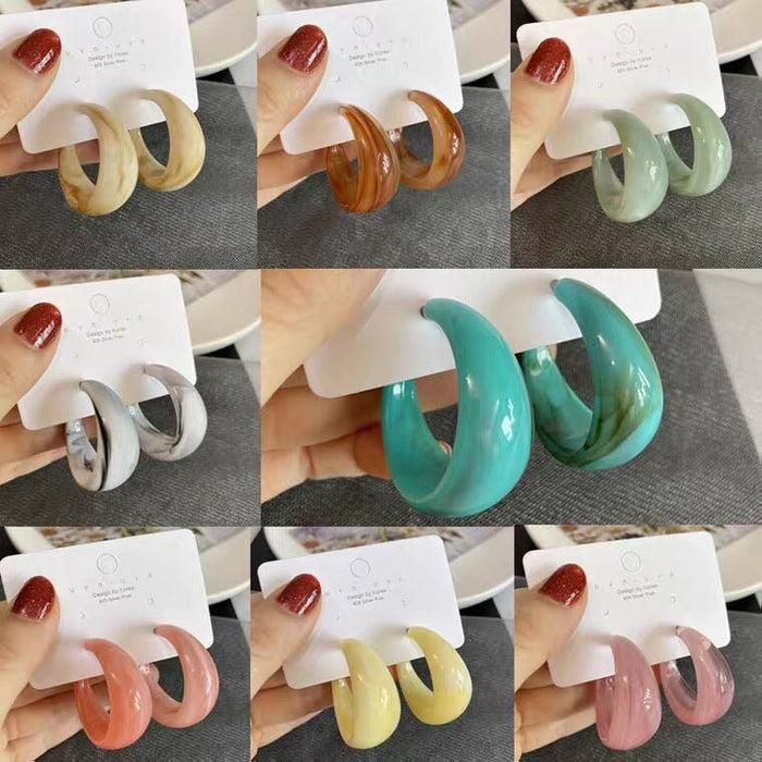 Wholesale S925 Silver Needle Acrylic C Shape Resin Earrings JDC-ES-ZhanY020 Earrings 展言 Wholesale Jewelry JoyasDeChina Joyas De China