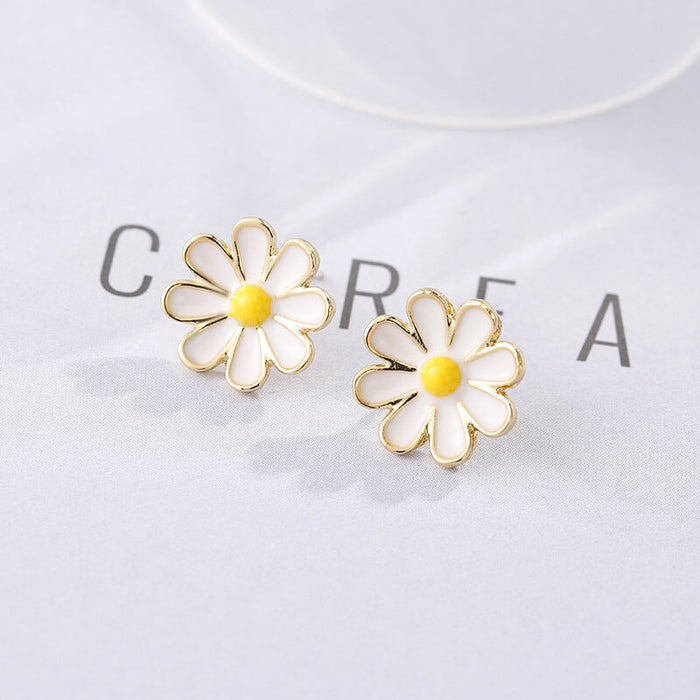 Wholesale S925 Silver Needle Flower Daisy Alloy Earrings JDC-ES-ZhanY022 Earrings 展言 Wholesale Jewelry JoyasDeChina Joyas De China