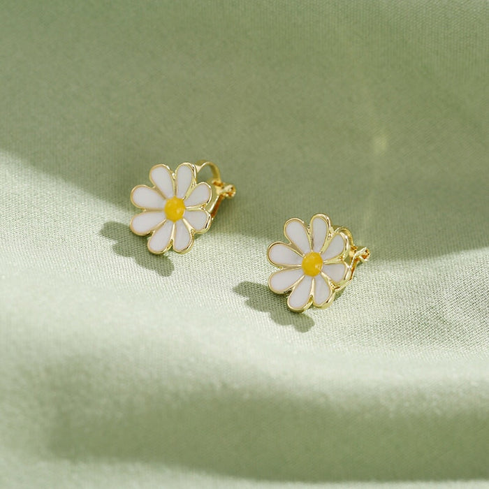 Wholesale S925 Silver Needle Flower Daisy Alloy Earrings JDC-ES-ZhanY022 Earrings 展言 W006-2 Wholesale Jewelry JoyasDeChina Joyas De China