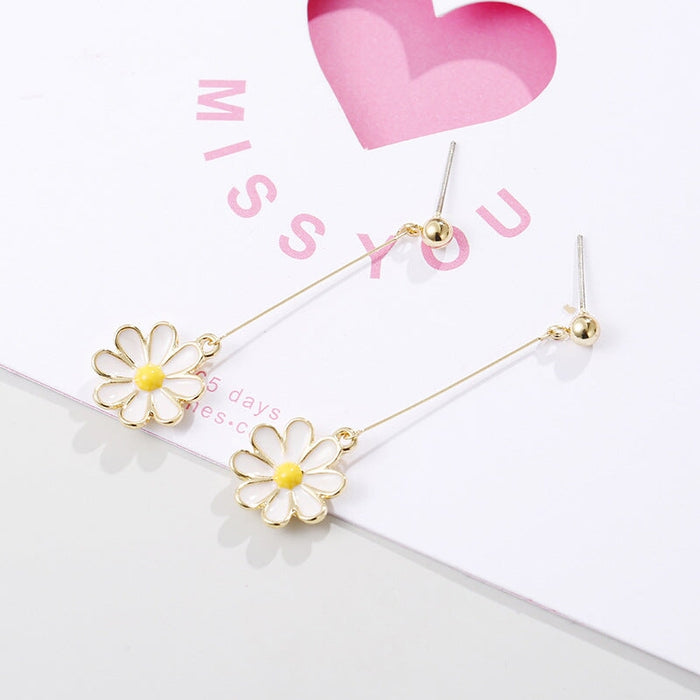 Wholesale S925 Silver Needle Flower Daisy Alloy Earrings JDC-ES-ZhanY022 Earrings 展言 W006-4 Wholesale Jewelry JoyasDeChina Joyas De China