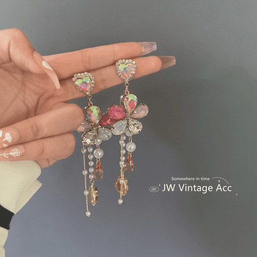 Wholesale S925 Silver Needle Pearl Set Rhinestone Water Drop Flower Earrings JDC-ES-jw013 Earrings 佳伟 Wholesale Jewelry JoyasDeChina Joyas De China