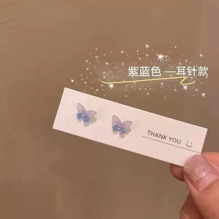 Wholesale S925 Silver Stud Butterfly Resin Earrings JDC-ES-ZhanY021 Earrings 展言 purple blue Wholesale Jewelry JoyasDeChina Joyas De China