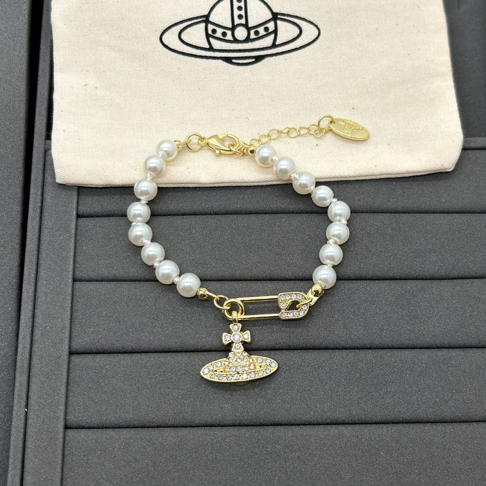 Wholesale Saturn Pearl Necklace Women's Style Pin Stereo Planet Neck Chain Wool Chain Clavicle Chain Necklaces JoyasDeChina Pearl gold pin bracelet Wholesale Jewelry JoyasDeChina Joyas De China